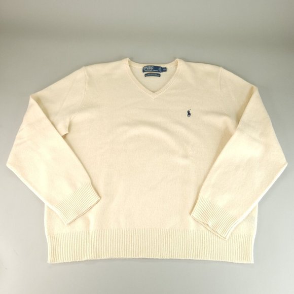 Polo Ralph Lauren Other - Ralph Lauren Sweater Mens Extra Large Yellow V Neck 100% Lambs Wool Soft Preppy